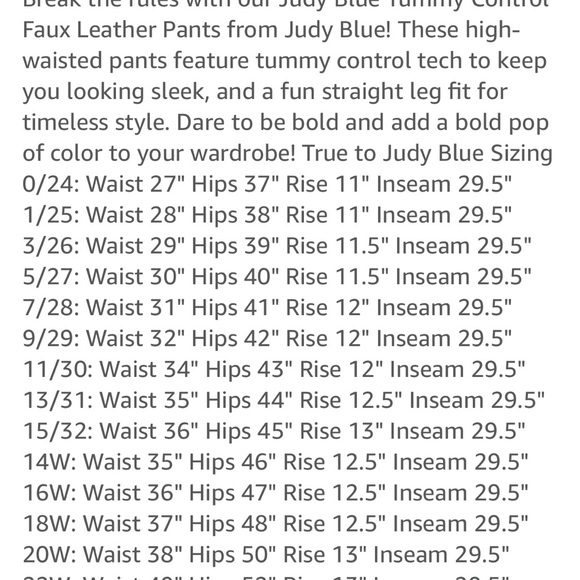 Judy Blue Tummy Control Faux Leather Pants in Hot Pink size 0/24 NWT new tags - Picture 7 of 12